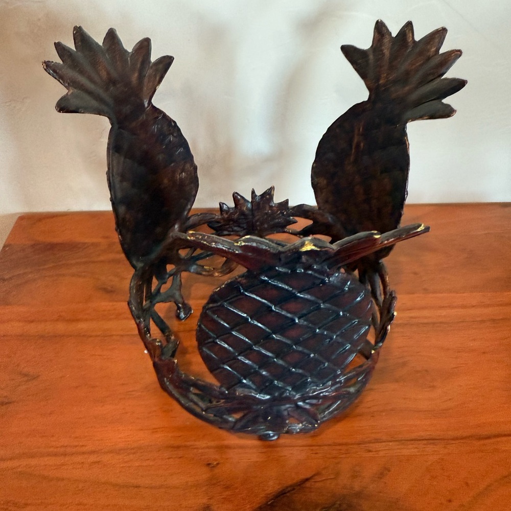 Vintage‎ iron cast Decorative Pineapple Holder planter storage heavy >3lb